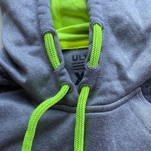 Adidas Ultimate climawarm hoodie, grey and neon yellow, size XS - Picture 4 of 8